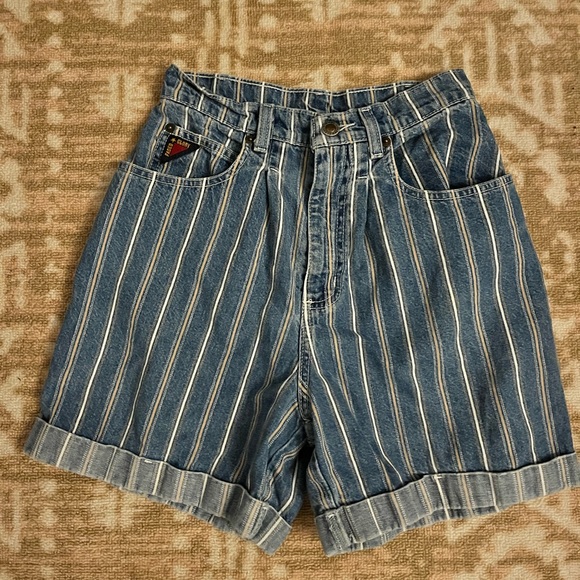 Striped Jean Short with Cuff Hem - Picture 2 of 3